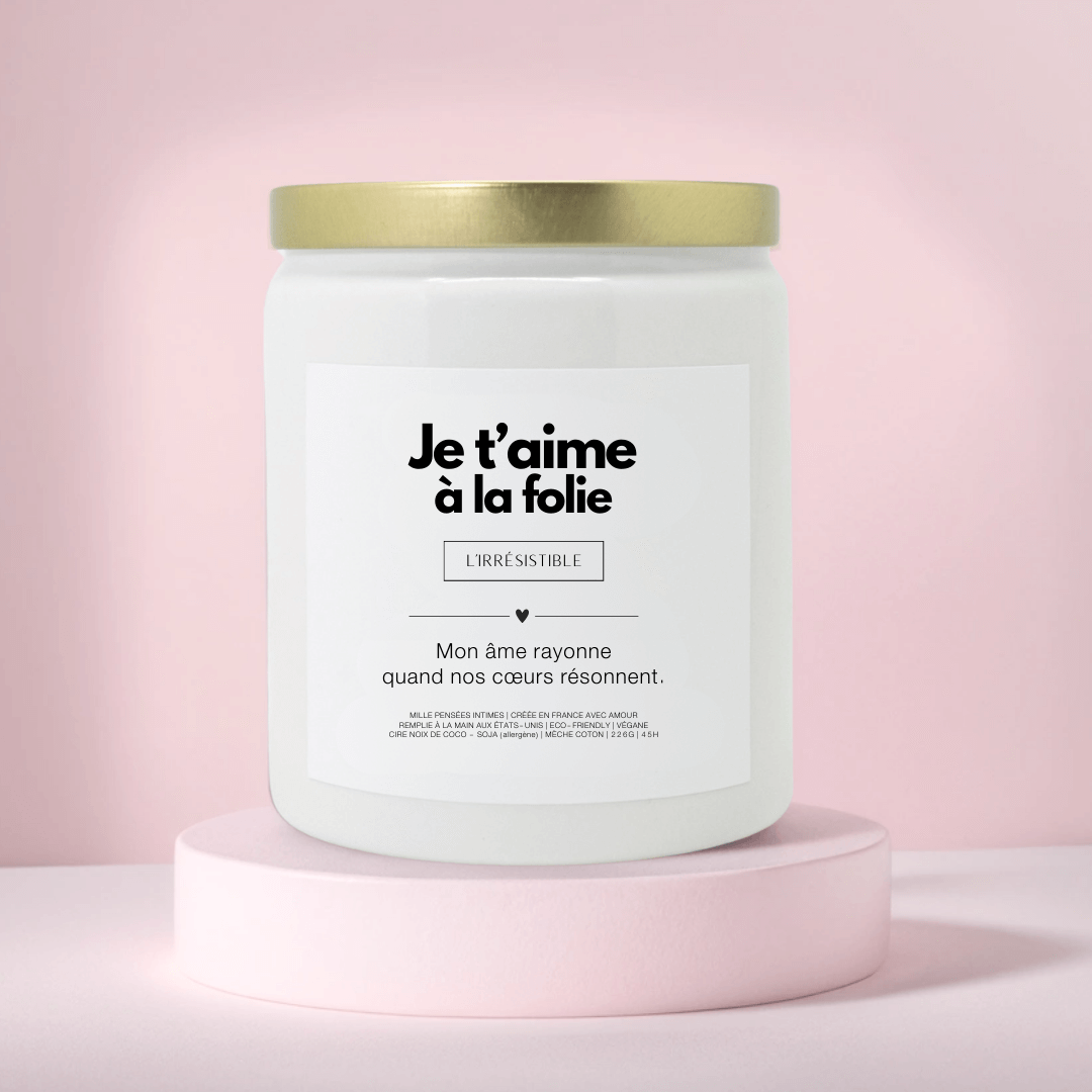 Bougie à personnaliser Je t'aime à la folie Cadeau Original