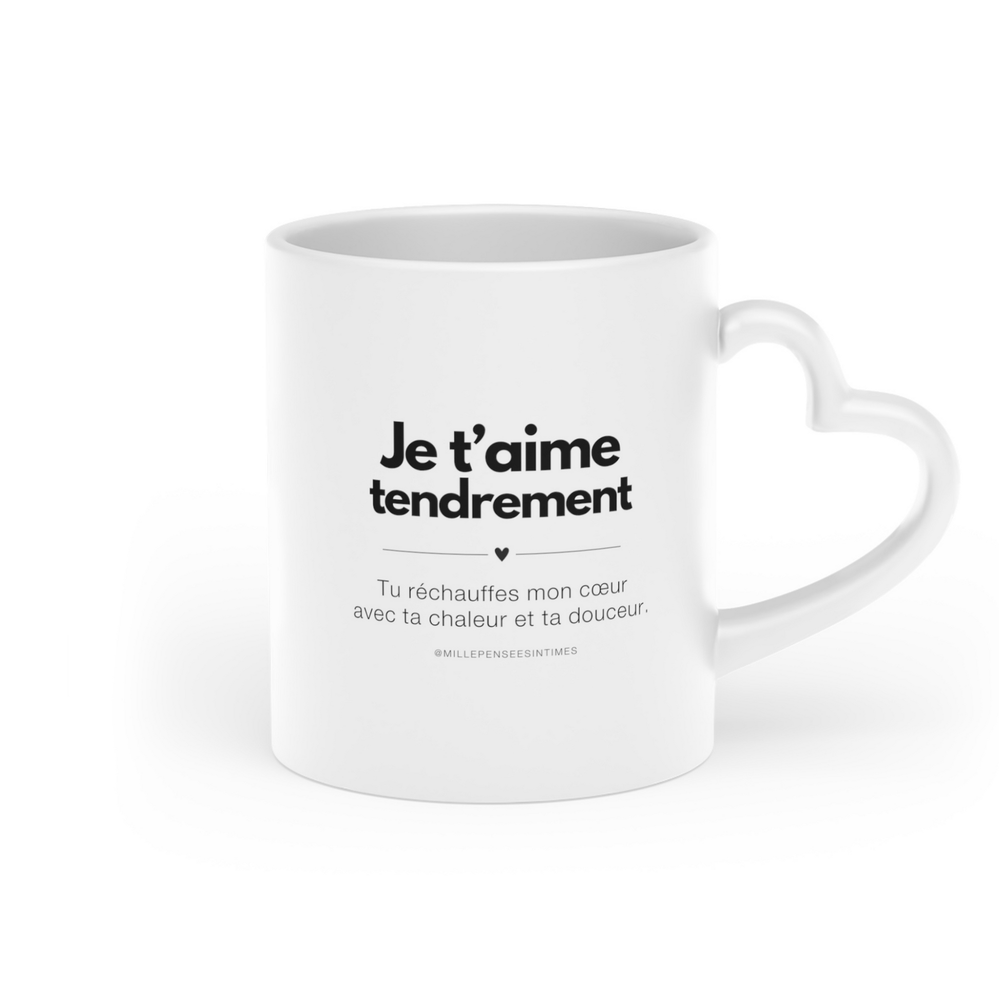 Mug Anse Coeur Je t'aime tendrement Cadeau Original Message Amour