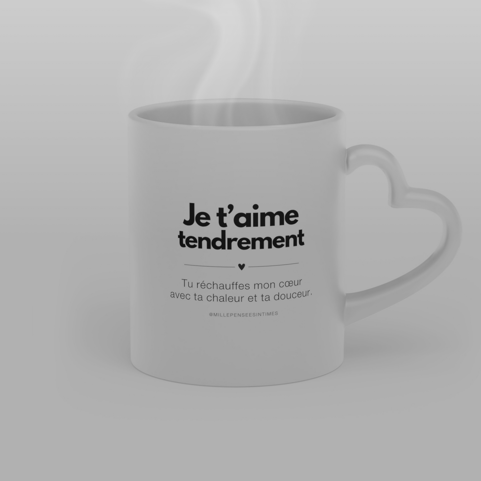 Mug Anse Coeur Je t'aime tendrement Cadeau Original Message Amour