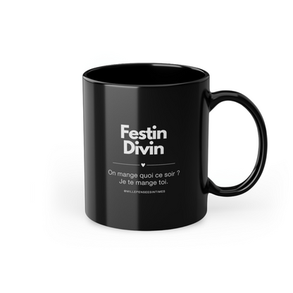 Mug Noir Message Original Cadeau Couple Sexy Festin Divin