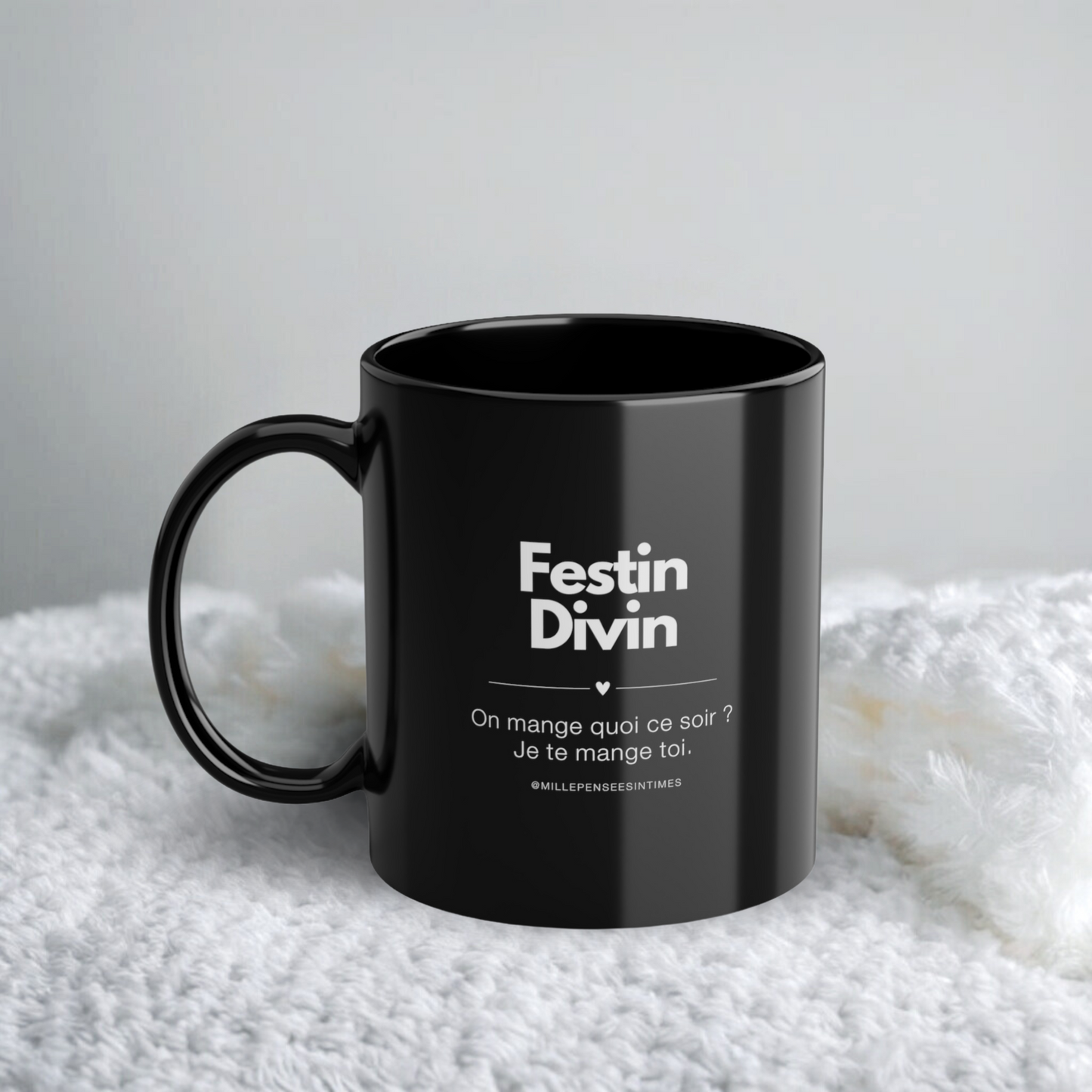 Mug Noir Message Original Cadeau Couple Sexy Festin Divin