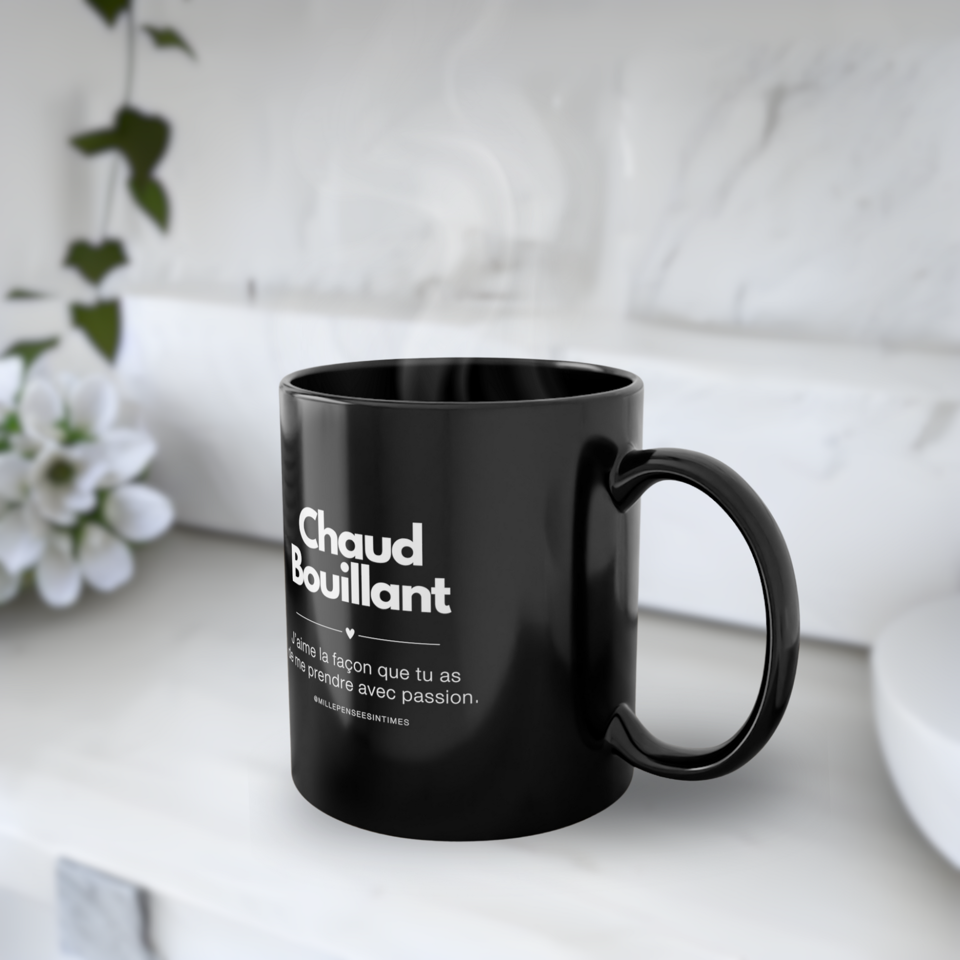 Mug Noir Message Amour Chaud Bouillant Cadeau Couple Sexy Saint Valentin