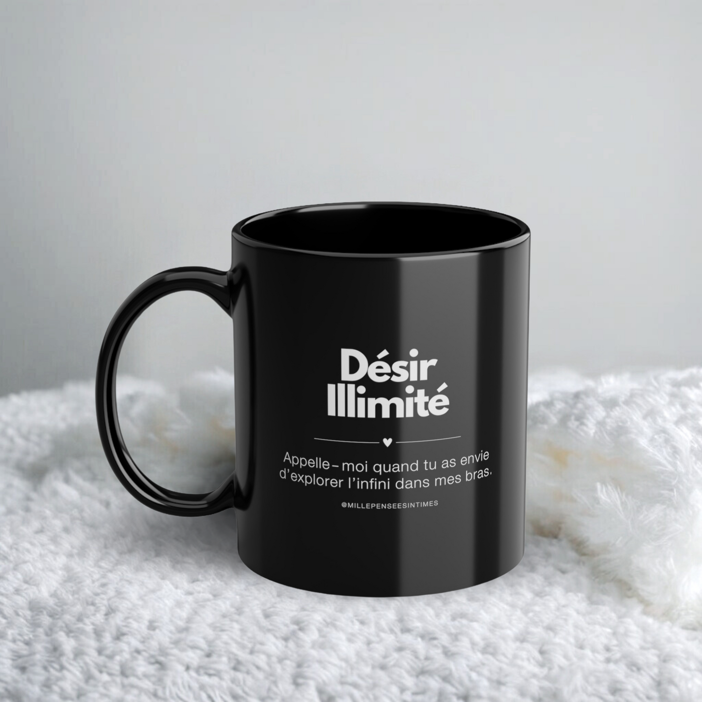 Mug Noir Cadeau Couple Spirituel Message Original Love Désir Illimité